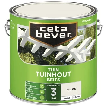 CetaBever Tuinhoutbeits Dekkend RAL 9010 Zijdeglans 2,5 L 2 CetaBever Tuinhoutbeits Dekkend RAL 9010 Zijdeglans 2,5 L - Image 2
