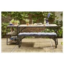 Trolley Monza Zwart Staal/Hout 76x80x45 Cm -Tuingereedschap Verkoop 123 1736